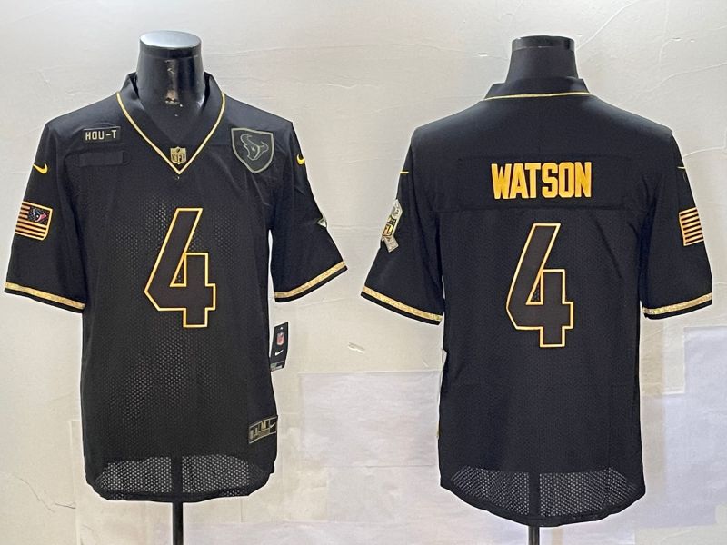 Men Houston Texans #4 Watson Black Gold 2024 Nike Limited NFL Jersey style 0108->oakland raiders->NFL Jersey
